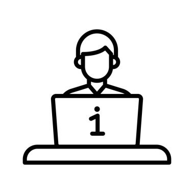 Bilgi, danışman, servis simgesi vektör görüntüsüne yardım edin. Müşteri desteği için de kullanılabilir. Web uygulamalarında, mobil uygulamalarda ve yazdırma ortamlarında kullanılabilir.