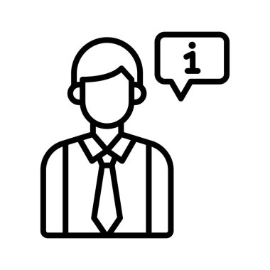 Bilgi, destek, insan simgesi vektör görüntüsü. Müşteri desteği için de kullanılabilir. Web uygulamalarında, mobil uygulamalarda ve yazdırma ortamlarında kullanılabilir.