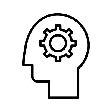 Mantık, uzman, beyin fırtınası ikon vektör görüntüsü. Bilgi teknolojisi için de kullanılabilir. Web uygulamalarında, mobil uygulamalarda ve yazdırma ortamlarında kullanılabilir.