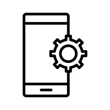 Mobil, ayarlar, yapılandırma ikonu vektör görüntüsü. Web pazarlama için de kullanılabilir. Web uygulamalarında, mobil uygulamalarda ve yazdırma ortamlarında kullanılabilir.