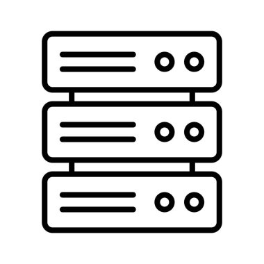 Çoklu, sunucular, veritabanı, depolama simgesi vektör görüntüsü. Ağ ve veri paylaşımı için de kullanılabilir. Web uygulamalarında, mobil uygulamalarda ve yazdırma ortamlarında kullanılabilir.