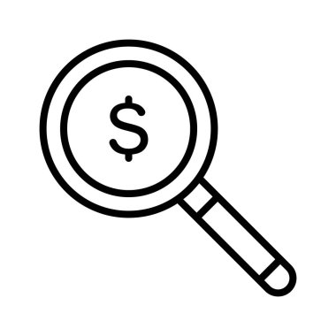 Arama, finans, ikon vektör görüntüsü yatırım. Finans ve Para için de kullanılabilir. Web uygulamalarında, mobil uygulamalarda ve yazdırma ortamlarında kullanılabilir.