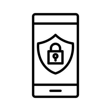 Güvenli, aygıt, kalkan, mobil ikon vektör görüntüsü. Ağ ve veri paylaşımı için de kullanılabilir. Web uygulamalarında, mobil uygulamalarda ve yazdırma ortamlarında kullanılabilir.