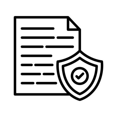 Güvenli, belge, kalkan simgesi vektör görüntüsü. Ağ ve veri paylaşımı için de kullanılabilir. Web uygulamalarında, mobil uygulamalarda ve yazdırma ortamlarında kullanılabilir.