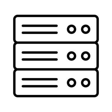 Sunucu, veritabanı, depolama simgesi vektör görüntüsü. Ağ ve veri paylaşımı için de kullanılabilir. Web uygulamalarında, mobil uygulamalarda ve yazdırma ortamlarında kullanılabilir.