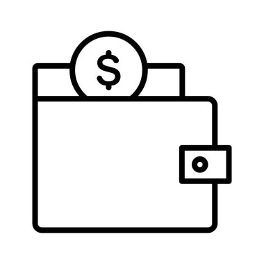 Cüzdan, para, para ikonu vektör görüntüsü. Finans ve Para için de kullanılabilir. Web uygulamalarında, mobil uygulamalarda ve yazdırma ortamlarında kullanılabilir.