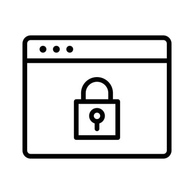 Web sayfası, kilit, güvenlik simgesi vektör görüntüsü. Web sayfaları için de kullanılabilir. Web uygulamalarında, mobil uygulamalarda ve yazdırma ortamlarında kullanılabilir.