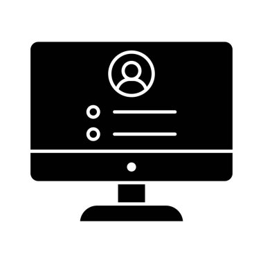 Gdpr Kullanıcı, hesap, ekran simgesi vektör resmi. Bankacılık ve finans için de kullanılabilir. Web uygulamalarında, mobil uygulamalarda ve yazdırma ortamlarında kullanılabilir.