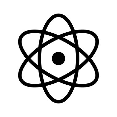 Atom, bilim, fizik ikonu vektör görüntüsü. Eğitim için de kullanılabilir. Web uygulamalarında, mobil uygulamalarda ve yazdırma ortamlarında kullanılabilir.