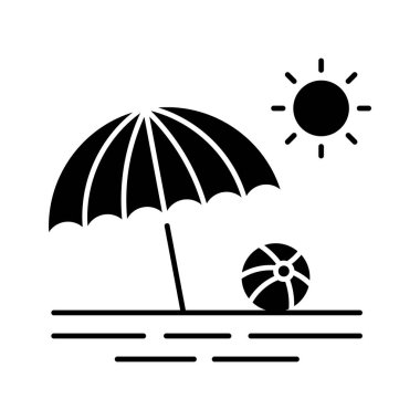 Top plajda, top, şemsiye ikon vektör görüntüsü. Yaz & Tatilleri için kullanılabilir. Mobil uygulamalar, web uygulamaları ve yazdırma ortamları için elverişli.