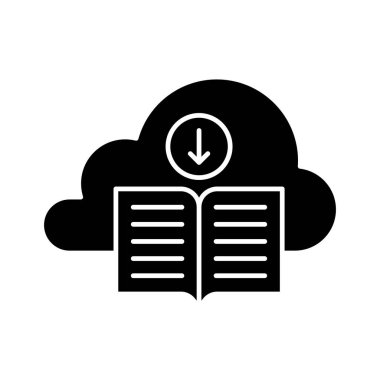 Kitap, indirme, bulut simgesi vektör görüntüsü. Online eğitim için de kullanılabilir. Web uygulamalarında, mobil uygulamalarda ve yazdırma ortamlarında kullanılabilir.