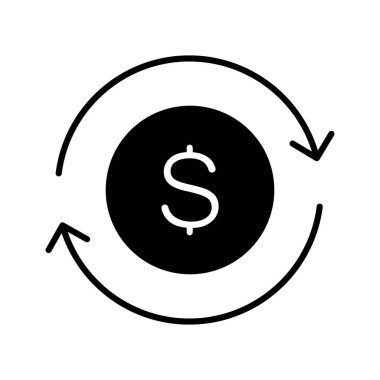 Bütçe, planlama, döviz kuru, para dönüştürme ikonu vektör görüntüsü. Web pazarlama için de kullanılabilir. Web uygulamalarında, mobil uygulamalarda ve yazdırma ortamlarında kullanılabilir.