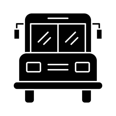 Otobüs, okul, ulaşım ikonu vektör görüntüsü. Eğitim için de kullanılabilir. Web uygulamalarında, mobil uygulamalarda ve yazdırma ortamlarında kullanılabilir.