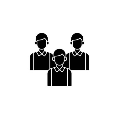 İş adamı, takım, grup, liderler ikon vektör imajı. İş ve ofis için de kullanılabilir. Web uygulamalarında, mobil uygulamalarda ve yazdırma ortamlarında kullanılabilir.