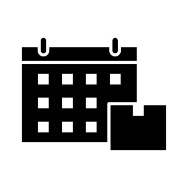 Takvim, teslimat, zamanlama simgesi vektör görüntüsü. Teslimat ve lojistik için de kullanılabilir. Web uygulamalarında, mobil uygulamalarda ve yazdırma ortamlarında kullanılabilir.