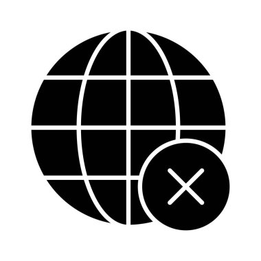 İptal et, kaldır, dünya ikonu vektör görüntüsü. Navigasyon için de kullanılabilir. Web uygulamalarında, mobil uygulamalarda ve yazdırma ortamlarında kullanılabilir.