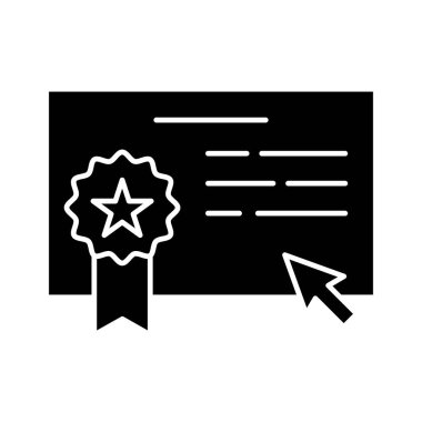 Sertifika, diploma, not, online ikon vektör resmi. Online eğitim için de kullanılabilir. Web uygulamalarında, mobil uygulamalarda ve yazdırma ortamlarında kullanılabilir.