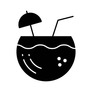 Hindistan cevizi suyu, hindistan cevizi, meyve suyu ikonu vektör görüntüsü. Yaz & Tatilleri için kullanılabilir. Mobil uygulamalar, web uygulamaları ve yazdırma ortamları için elverişli.