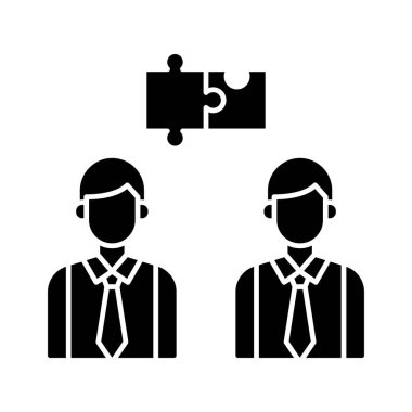 İşbirliği, tartışma, takım çalışması, strateji ikonu vektör görüntüsü. Proje yönetimi için de kullanılabilir. Web uygulamalarında, mobil uygulamalarda ve yazdırma ortamlarında kullanılabilir.