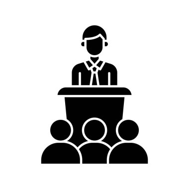 Konferans, tartışma, çekişme ikon vektör görüntüsü. Proje yönetimi için de kullanılabilir. Web uygulamalarında, mobil uygulamalarda ve yazdırma ortamlarında kullanılabilir.