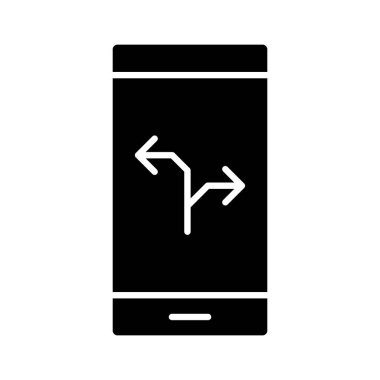 Aygıt, yönler, mobil simge vektör görüntüsü. Navigasyon için de kullanılabilir. Web uygulamalarında, mobil uygulamalarda ve yazdırma ortamlarında kullanılabilir.