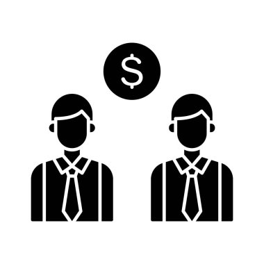 Tartışma, para, kâr, işbirliği ikonu vektör imajı. Finans ve Para için de kullanılabilir. Web uygulamalarında, mobil uygulamalarda ve yazdırma ortamlarında kullanılabilir.