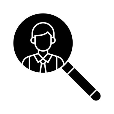 Çalışan, insan kaynakları, arama, ikon vektör görüntüsü işe alma. Siber güvenlik için de kullanılabilir. Web uygulamalarında, mobil uygulamalarda ve yazdırma ortamlarında kullanılabilir.