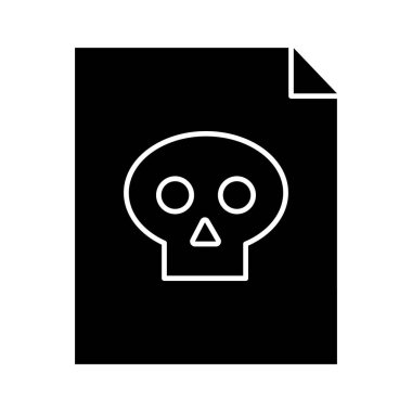 Dosya, belge, kafatası, virüs ikonu vektör görüntüsü. Siber güvenlik için de kullanılabilir. Web uygulamalarında, mobil uygulamalarda ve yazdırma ortamlarında kullanılabilir.