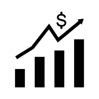 Finans, büyüme, gelir ikonu vektör imajı. Finans ve Para için de kullanılabilir. Web uygulamalarında, mobil uygulamalarda ve yazdırma ortamlarında kullanılabilir.