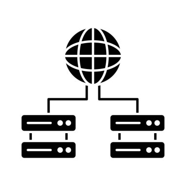 Global, sunucular, ağ simgesi vektör görüntüsü. Ağ ve veri paylaşımı için de kullanılabilir. Web uygulamalarında, mobil uygulamalarda ve yazdırma ortamlarında kullanılabilir.