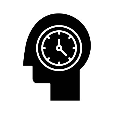 Kafa, planlama, zaman simgesi vektör görüntüsü. Müşteri desteği için de kullanılabilir. Web uygulamalarında, mobil uygulamalarda ve yazdırma ortamlarında kullanılabilir.