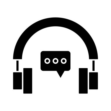 Kulaklıklar, sohbet, müşteri desteği ikon vektör görüntüsü. Müşteri desteği için de kullanılabilir. Web uygulamalarında, mobil uygulamalarda ve yazdırma ortamlarında kullanılabilir.