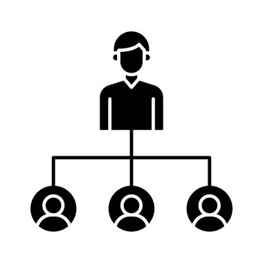 Hiyerarşi, lider, takım çalışması ikonu vektör görüntüsü. Proje yönetimi için de kullanılabilir. Web uygulamalarında, mobil uygulamalarda ve yazdırma ortamlarında kullanılabilir.