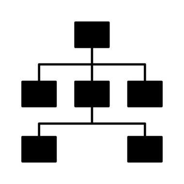 Hiyerarşi, yol haritası, şema ikon vektör görüntüsü. Proje yönetimi için de kullanılabilir. Web uygulamalarında, mobil uygulamalarda ve yazdırma ortamlarında kullanılabilir.