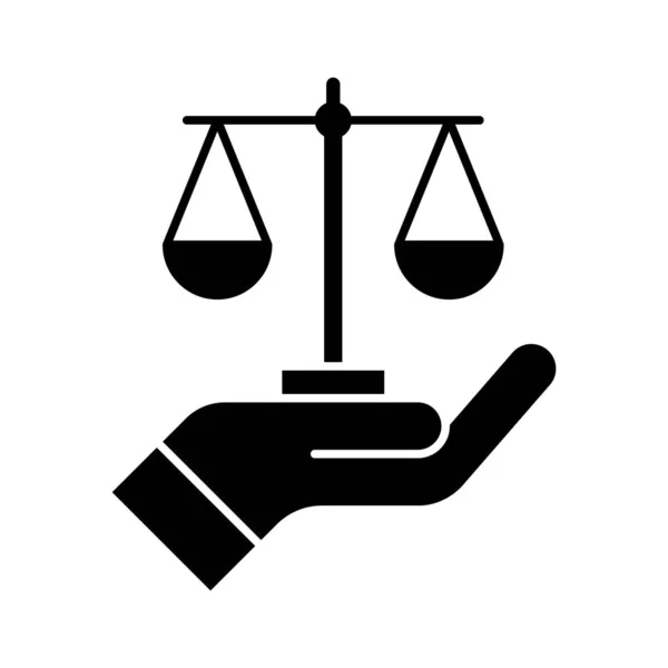 Справедливість Закон Рука Масштаб Баланс Значок Аукціону Векторне Зображення Також — стоковий вектор