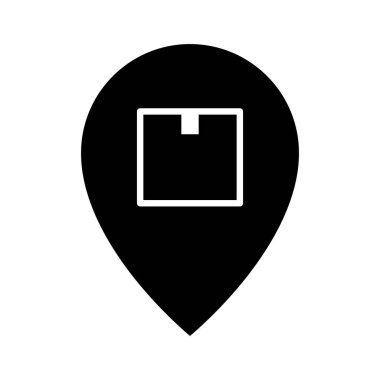 Konum, paket, paket simgesi vektör görüntüsü. Teslimat ve lojistik için de kullanılabilir. Web uygulamalarında, mobil uygulamalarda ve yazdırma ortamlarında kullanılabilir.