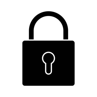 Kilit, asma kilit, güvenlik simgesi vektör görüntüsü. İnternet güvenliği için de kullanılabilir. Web uygulamalarında, mobil uygulamalarda ve yazdırma ortamlarında kullanılabilir.