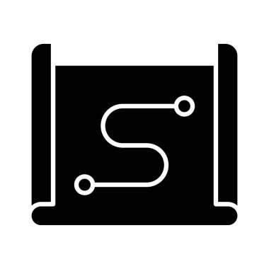 Harita, rota, inşaat ikonu vektör görüntüsü. Navigasyon için de kullanılabilir. Web uygulamalarında, mobil uygulamalarda ve yazdırma ortamlarında kullanılabilir.