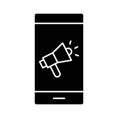 Mobil, pazarlama, megafon ikon vektör görüntüsü. Web pazarlama için de kullanılabilir. Web uygulamalarında, mobil uygulamalarda ve yazdırma ortamlarında kullanılabilir.