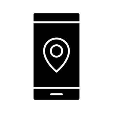 Mobil, navigasyon, pin ikonu vektör görüntüsü. Navigasyon için de kullanılabilir. Web uygulamalarında, mobil uygulamalarda ve yazdırma ortamlarında kullanılabilir.