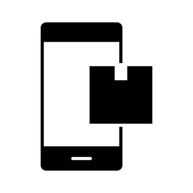 Mobil, paket, ikon vektör görüntüsü. Teslimat ve lojistik için de kullanılabilir. Web uygulamalarında, mobil uygulamalarda ve yazdırma ortamlarında kullanılabilir.