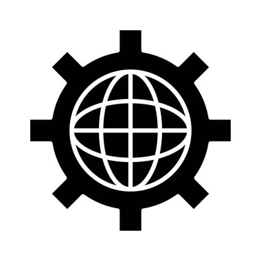 Ağ, ayarlar, küresel ikon vektör görüntüsü. Ağ ve veri paylaşımı için de kullanılabilir. Web uygulamalarında, mobil uygulamalarda ve yazdırma ortamlarında kullanılabilir.