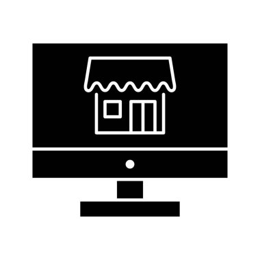 Çevrimiçi mağaza, dükkan, ekom, ekommerce vektör resmi. Alışveriş ve ecommerce için de kullanılabilir. Web uygulamalarında, mobil uygulamalarda ve yazdırma ortamlarında kullanılabilir.