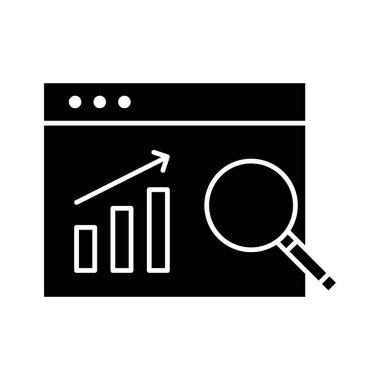 Rapor, istatistik, web sayfası, büyütücü ikon vektör resmi. Web pazarlama için de kullanılabilir. Web uygulamalarında, mobil uygulamalarda ve yazdırma ortamlarında kullanılabilir.