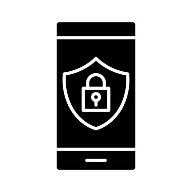 Güvenli, aygıt, kalkan, mobil ikon vektör görüntüsü. Ağ ve veri paylaşımı için de kullanılabilir. Web uygulamalarında, mobil uygulamalarda ve yazdırma ortamlarında kullanılabilir.