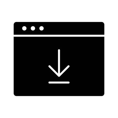 Web sayfası, indirme, ok simgesi vektör resmi. Web sayfaları için de kullanılabilir. Web uygulamalarında, mobil uygulamalarda ve yazdırma ortamlarında kullanılabilir.
