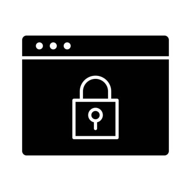 Web sayfası, kilit, güvenlik simgesi vektör görüntüsü. Web sayfaları için de kullanılabilir. Web uygulamalarında, mobil uygulamalarda ve yazdırma ortamlarında kullanılabilir.