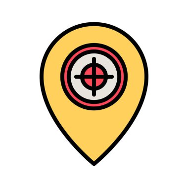 Hedef, konum, hedef simge vektör görüntüsü. Navigasyon için de kullanılabilir. Web uygulamalarında, mobil uygulamalarda ve yazdırma ortamlarında kullanılabilir.