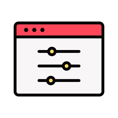 Uygulama, yapılandırma, sayfa optimizasyon ikonu vektör resmi. Web pazarlama için de kullanılabilir. Web uygulamalarında, mobil uygulamalarda ve yazdırma ortamlarında kullanılabilir.