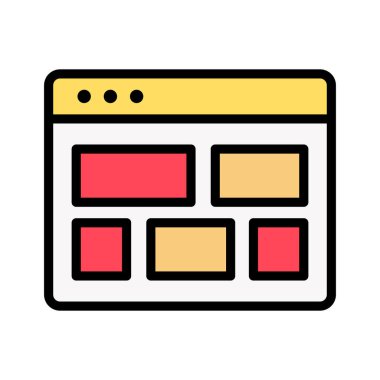 Uygulama, düzen, şablon ikon vektör görüntüsü. Web pazarlama için de kullanılabilir. Web uygulamalarında, mobil uygulamalarda ve yazdırma ortamlarında kullanılabilir.